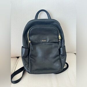 TUMI Voyageur Leather Daniella Small Backpack - Black With Gold Hardware